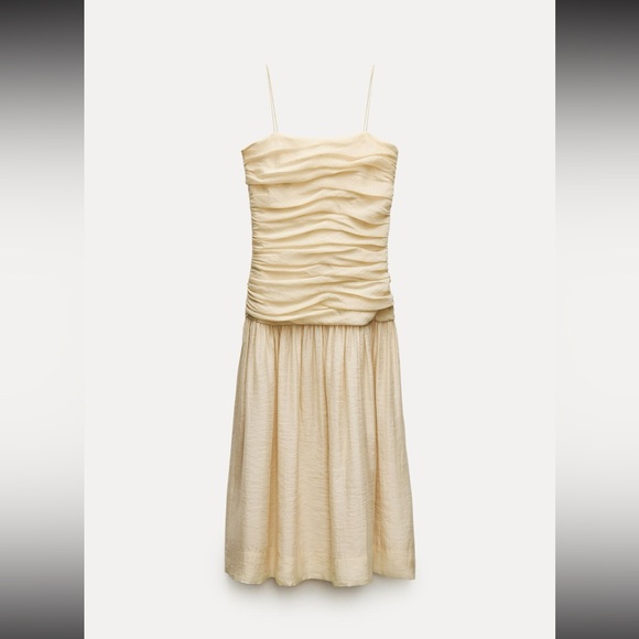 ZARA YELLOW DROP WAIST DRESS - Picture 3 of 6